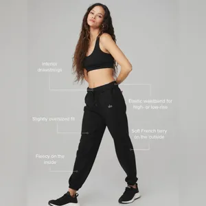 Alo Yoga NWT Accolade Sweatpants Cool Chrome Logo Black, Pockets XS thumbnail 3