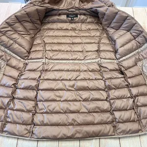 Kenneth‎ Cole New York Womens Taupe Quilted Hooded Puffer Jacket Parka Large L thumbnail 6