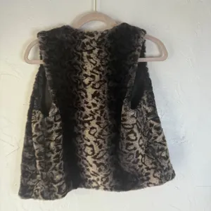 Cache Y2k Faux Fur Vest‎ Studded Embellished Black Brown Animal Print S Small thumbnail 6