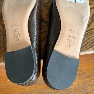 Tory Burch Georgia Brown Snake Embossed Leather Square Toe Ballet Flats 5M‎ EUC thumbnail 5