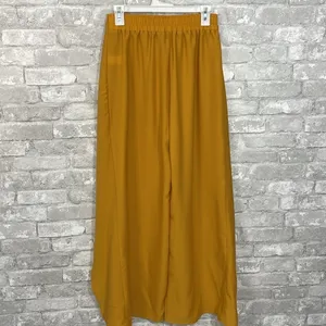 Lulus Bright and Breezy Marigold Tie-Front Culotte Side Slit Pants thumbnail 4