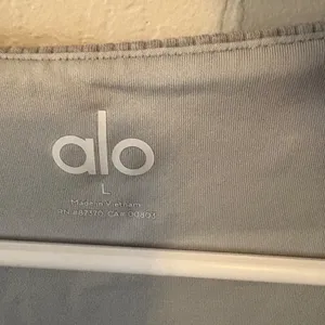 Alo Yoga blissful Henley bra top. NWT Heather Gray, Size Large. Baby t vibes. thumbnail 3