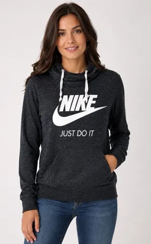 Nike Women’s Small Just Do It Lightweight Pullover Hoodie Charcoal Gray thumbnail 1