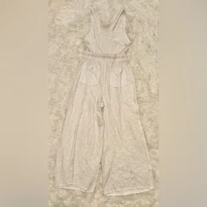 NEW Free people wait a minute Oatmeal Combo Jumpsuit sz M thumbnail 8