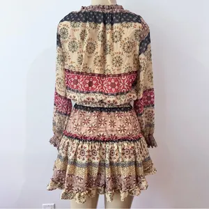Sky To Moon Chiffon Mini Dress Sz S Long Sleeves Blouson Fit Flare thumbnail 7