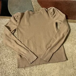 Lauren Ralph Lauren Puff Sleeve Crew Sweater Womens XS Tan Cotton Modal Knit thumbnail 7