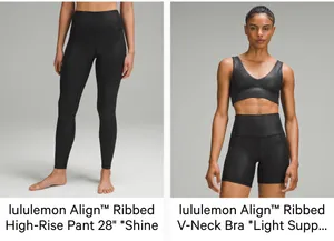 Lululemon Black Align HR Shine leggings 28” & Align bra thumbnail 3