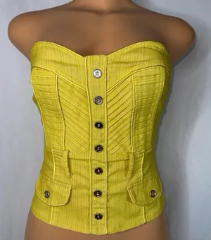 Sleeveless button up top Yellow thumbnail 1
