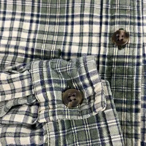 Krazy Kat Flannel Button Up Shirt 100% Cotton Pockets Women‎ Sz S Green Preowned thumbnail 9