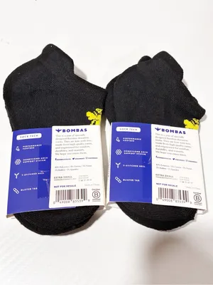 Bombas Women’s Ankle Socks 2 Pair Black X-Small Honeycomb Arch Support NEW thumbnail 3