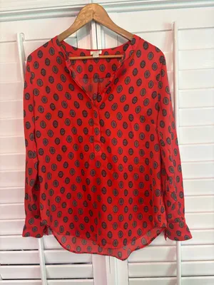J. Crew Red‎ Blouse Size Small Red thumbnail 1