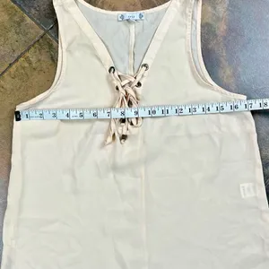 Iris Cream Sleeveless Lace Up Tank Top Medium thumbnail 5