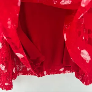 Susan Graver Red Lace White Polka Dot Scoop Neck Tank Sheer Open Cardigan‎ Set thumbnail 6