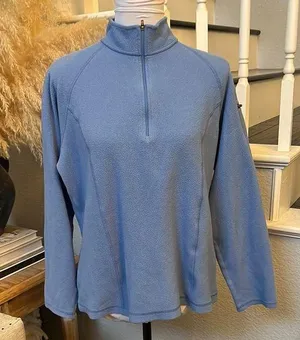 L.L. Bean Blue Fleece Quarter Zip Pullover Womens Large thumbnail 1