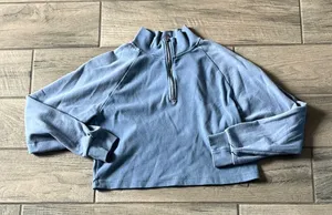 La Hearts Blue Cropped Mock Neck Jacket thumbnail 1