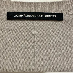Comptoir Des Cotonniers Neutral Cashmere Vneck Popover Taupe Sweater M thumbnail 4