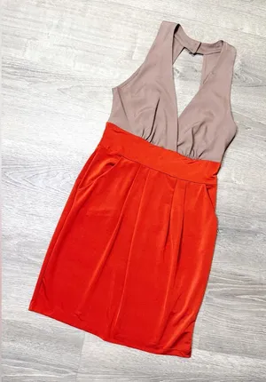 •LULU’S• ORANGE & TAN DRESS thumbnail 1