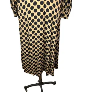 Rachel Pally Polka Dot Puff Sleeve Midi Dress Tan Black‎ Size Medium thumbnail 4