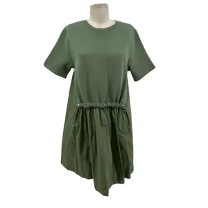 Anthropologie Pilcro Sweatshirt Twofer Mini‎ Dress Short-Sleeve Moss Green Small thumbnail 3