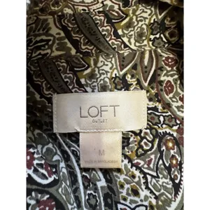 Ann Taylor LOFT Paisley‎ Long Sleeve Blouse Top Size Medium Boho Peasant Flowy thumbnail 3