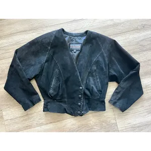 Wilson’s Suede Leather Black Bolero‎ Style Jacket Snap Front Small Motorcycle thumbnail 8
