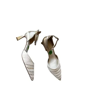 NEW Franco Sarto Taros Metallic Ankle Strap Pump SZ-9.5 White Tan thumbnail 9