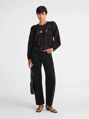 Madewell The Darted Barrel-Leg Jean button fly washed black NW235 Size 33 NWT thumbnail 2