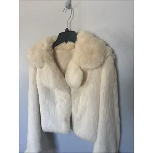 Vintage Cream Genuine Rabbit Fur Jacket Size Small thumbnail 4