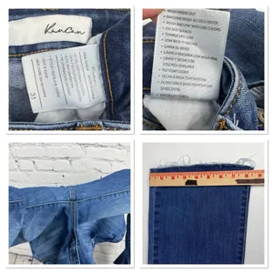 Kancan Women Size 31 Bootcut Crop Jeans Distressed Mid Rise Medium‎ Wash Raw Hem thumbnail 8