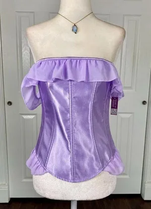 Whimsical Fairy Purple Lilac Satin Off The Shoulder Corset M NWT thumbnail 1