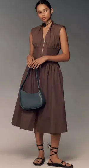 Anthropologie Tommie Zip Front Midi Dress thumbnail 1