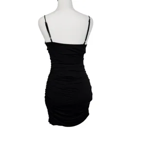 Lucy In The Sky Mini Dress Womens Small Black Sequin Ruched Twist Front Bodycon thumbnail 4