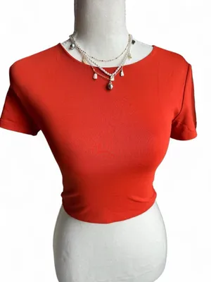 Babaton Burnt Orange Short Sleeve Crop Top thumbnail 7