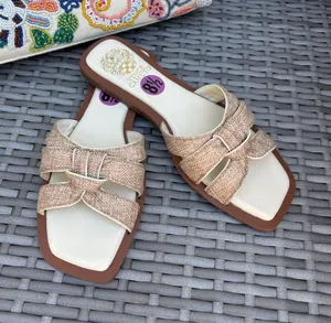 Vince Camuto VP-Byrdy Tan & Cream Woven Slide Sandals thumbnail 1