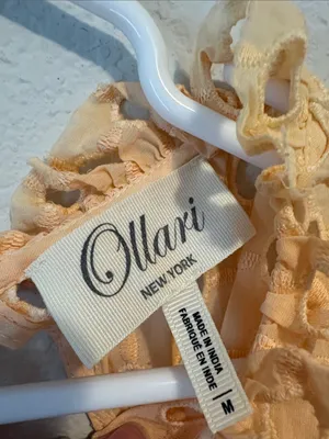 Anthropologie brand Ollari NY Women’s Eyelet Ruffle Blouse in Peach ombré M thumbnail 2