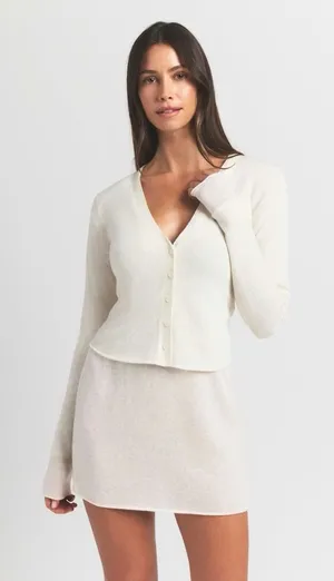 NWT Skims featherweight Cashmere cardigan women's size XS in egret ivory thumbnail 1