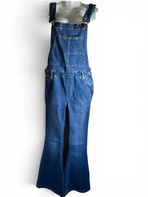 FREE PEOPLE Women's Blue Denim Overalls Jeans - Flared Leg size 27 thumbnail 8