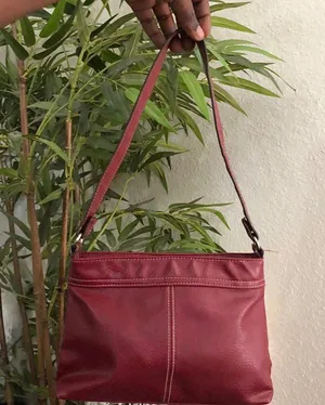 90s/2000s Y2K Vintage Burgundy res leather shoulder hand bag purse. #whimsygoth #grunge #tomantic #coquette #western boho thumbnail 1