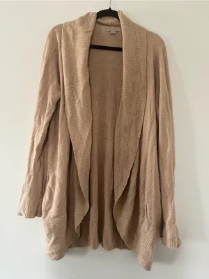 Barefoot Dreams Cozy Cardigan Tan Beige Womens Large Soft Knit Lounge Cozy thumbnail 1