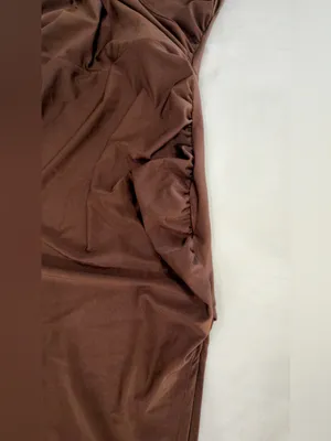 SHEIN Brown Ruched Maxi Dress with Gold Chain Straps thumbnail 5