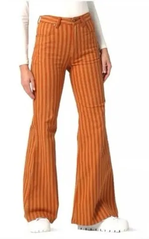 Wrangler Wanderer 622 High Rise Flare Jeans Orange Striped Size 25 thumbnail 1