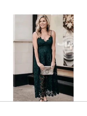ASTR Green Lace Midi Dress thumbnail 5