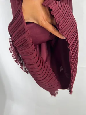NWT Altar’d State Burgundy Pleated Tiered Mini Dress Size S thumbnail 7