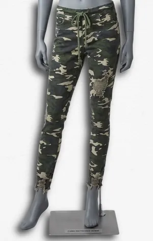 YMI Womens‎ Camo Distressed Skinny Jeans Green Camouflage Frayed Hem XS? thumbnail 1