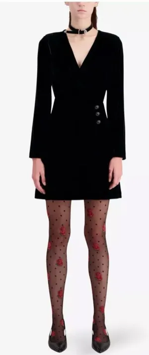 The Kooples Black Wrap Mini Dress thumbnail 1