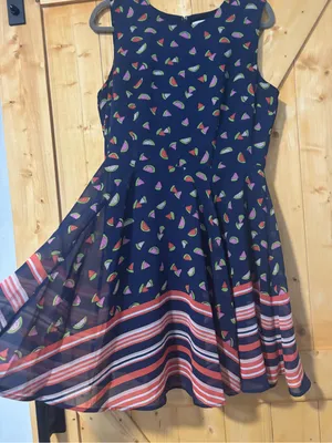 🍉 Maison Jules Watermelon Print Fit & Flare Dress – Size‎ L Excellent condition thumbnail 3