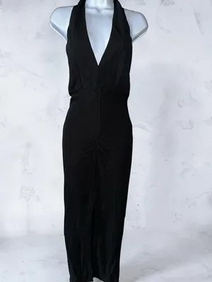 IRO- Rubini Halter Ruched Maxi Dress in Black Size XS thumbnail 9