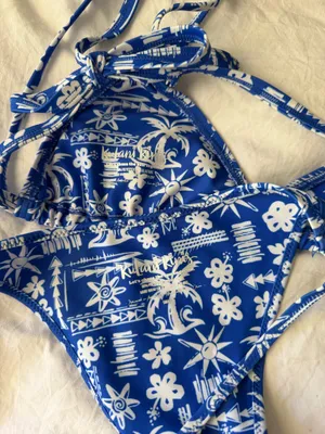 Kulani Kinis Caribbean Blues Triangle Bikini Top and Bottom Set thumbnail 7