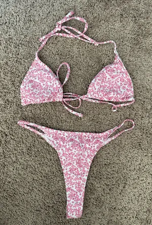 Shein Pink Floral Bikini Set thumbnail 1