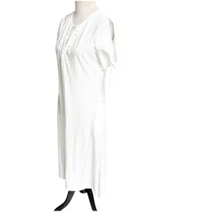 Eyelet Maxi Dress Size Medium NWT Boutique Slit Sleeves Milkmaid Coquette thumbnail 2